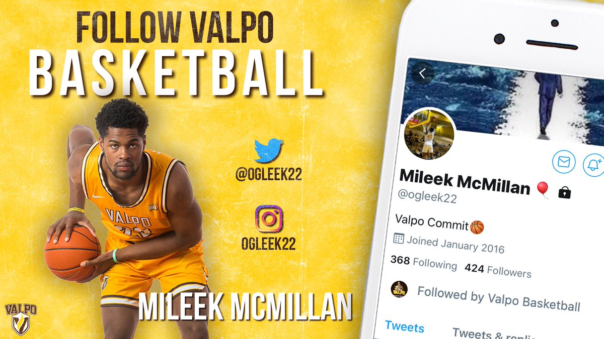 🗣️Valpo fans! Give <a href="/ogleek22/">Mileek McMillan 🎈</a> a follow! #GoValpo