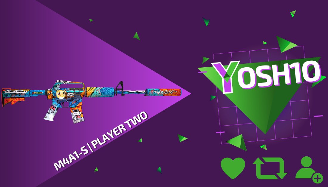 CodeYosh1o's tweet photo. (14$) M4A1-S | Player Two GIVEAWAY #79

✔️Retweet
✔️Follow @Rocket_Skins + Me
✔️Tag friends

Ends in 96 hours⌛️
#CSGOGiveaway #CSGO #Giveaway https://t.co/58VMqbPAuh