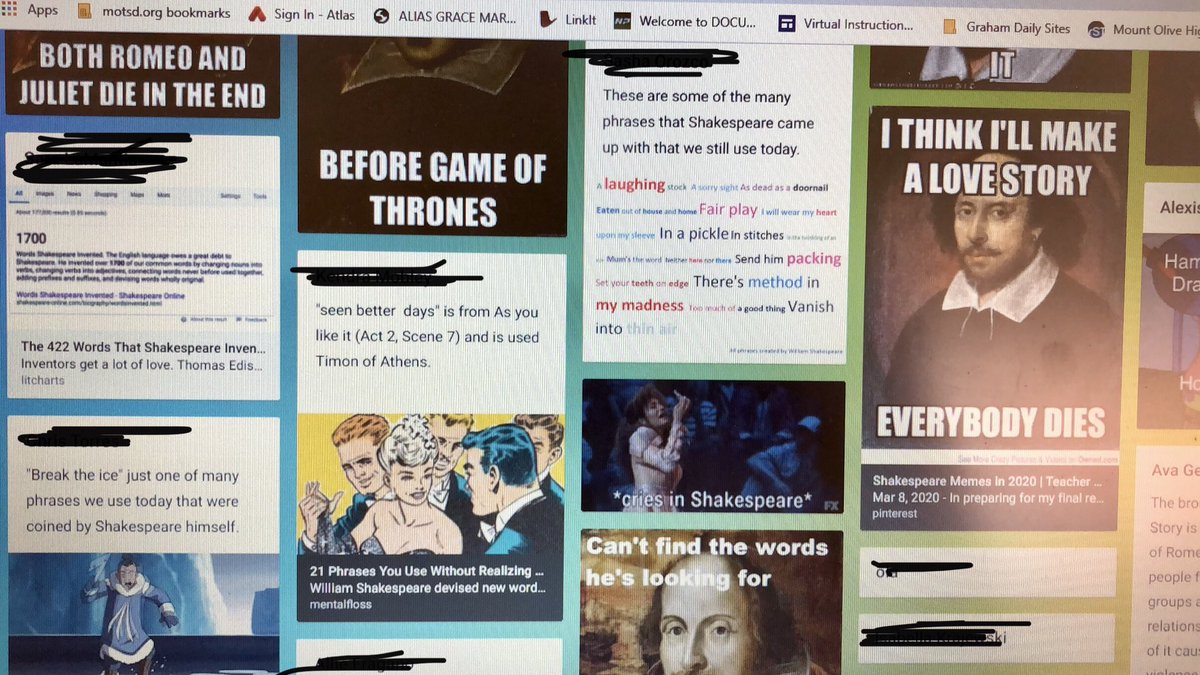 MsJenaGraham's tweet photo. Shakespeare class using a Padlet  for references and relevance!
#youegg - my favorite insult!
@PrincipalMOHS @MsPMOHS @MsMargosiak @ZywickiR https://t.co/Dw8bezJcaF