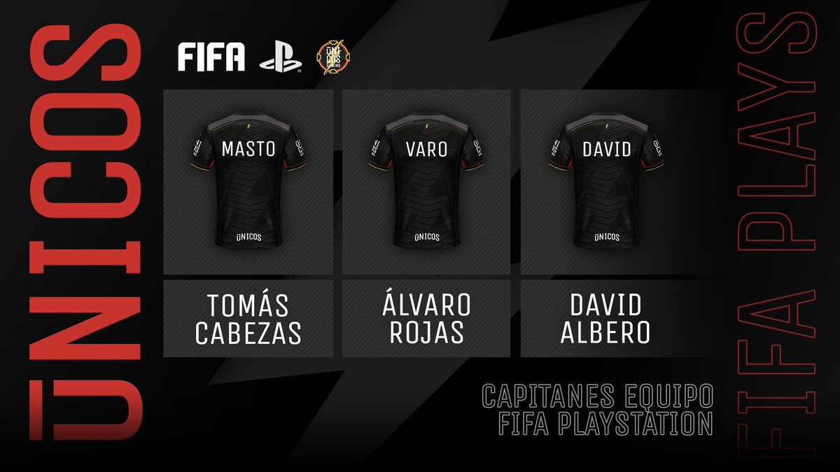 📢 Damos la bienvenida a los capitanes que liderarán nuestro equipo de #FIFA en PlayStation esta temporada.

Ellos son <a href="/SrMasto113/">Masto</a>, <a href="/TheKingVaro/">TheKingVaro</a> y <a href="/X_davids88_X/">TW_Davids88</a>.

Muy pronto los integrantes de nuestros equipos de PC y PlayStation, ¡estad atentos!

#SomosUnicos #WeAreUnicos