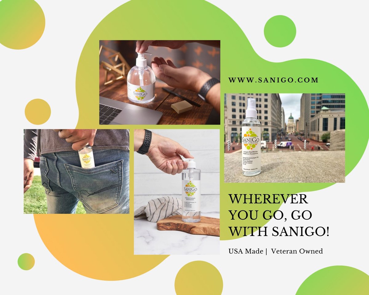 Wherever you go, go safely with #SaniGo! 

Our #veteranowned #USAmade products are in stock now : bit.ly/SanigoInfo

#InThisTogether #StopTheSpread #StaySafe