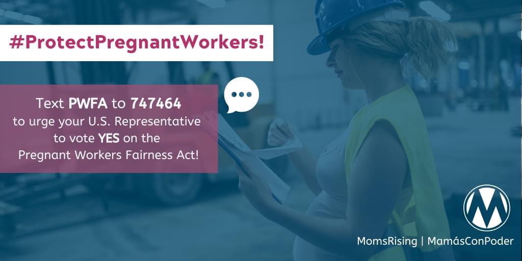 littletimmyproj's tweet photo. ‼️ACTION ALERT‼️

The Pregnant Workers Fairness Act is getting a vote on the House floor THIS WEEK. We support PWFA because no one should be forced to choose between a paycheck and a healthy pregnancy. 

TODAY -- text PWFA to 747464!

@MomsRising 

#ProtectPregnantWorkers
#PWFA https://t.co/HvwgBmt01y