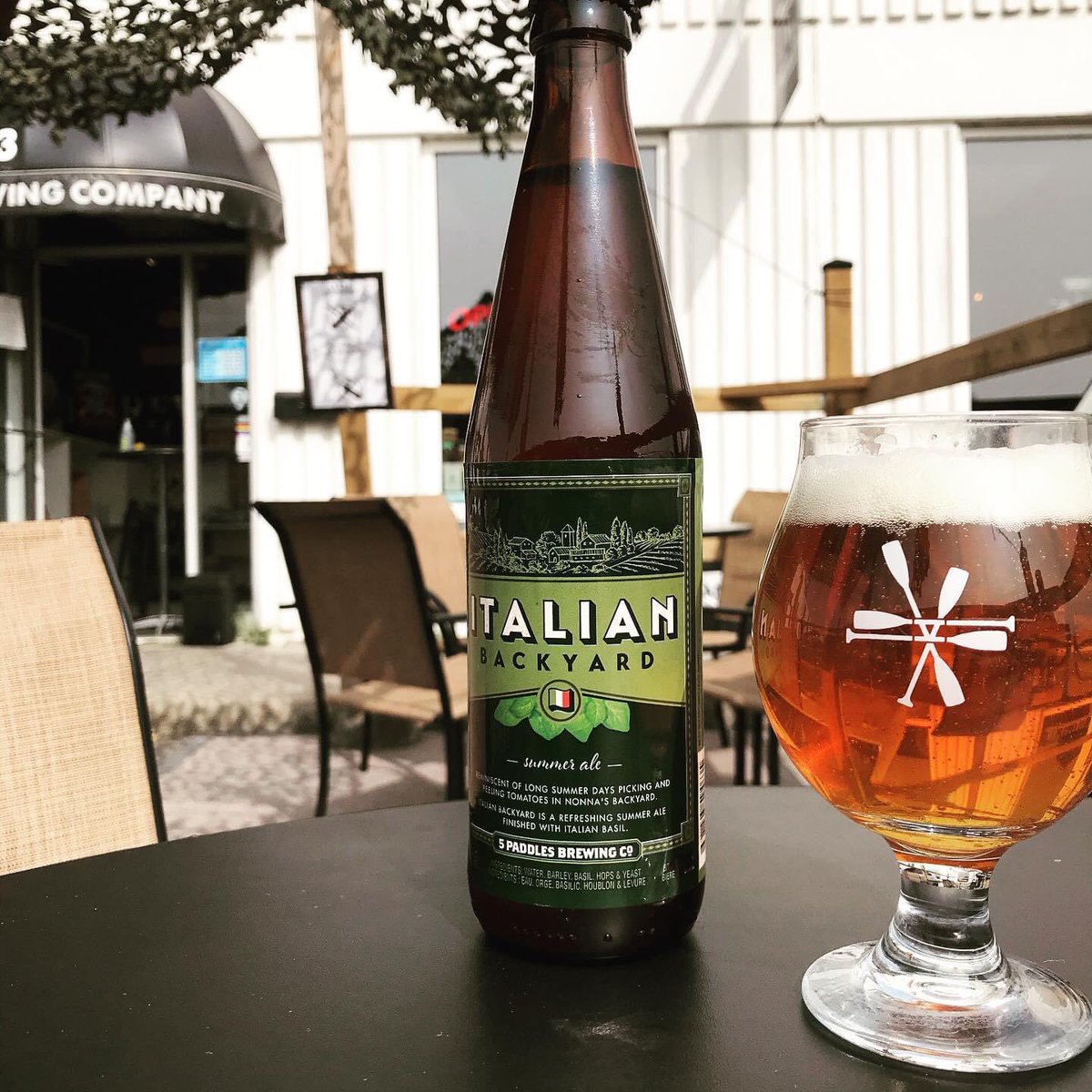 5PaddlesBrewing's tweet photo. One beer can transform a Whitby parking lot into an Italian Backyard. 

Just because the summer is ending doesn’t mean patio season is over - we’ve got a place in the sun for you to enjoy our refreshing basil pale ale https://t.co/TlkSYp8T4q