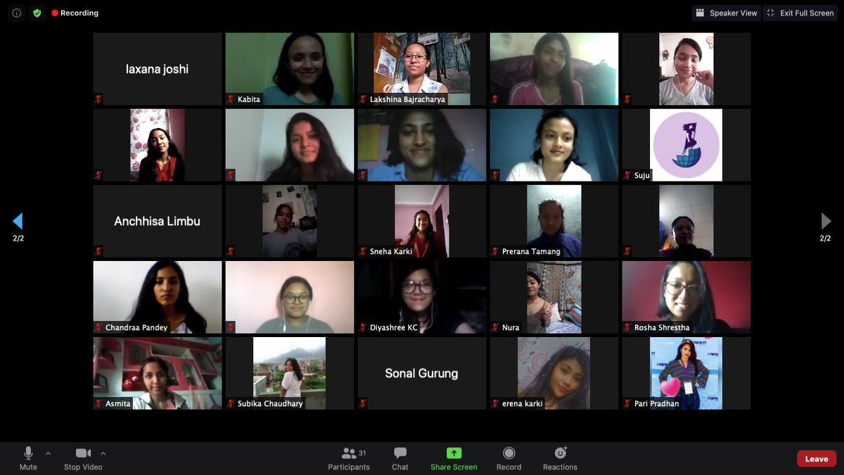 womenLEADnepal's tweet photo. On the tenth day of the Leadership Institute, @RajinaNotRojina led a session on ’#StreetHarassment’ for our 2020 LEADers. She discussed ways to channel anger the right way when harassed and also introduced related crime and punishment acts.
#wlead #LEAD2020 #LEADgoesVirtual https://t.co/xIiD00H6Rt