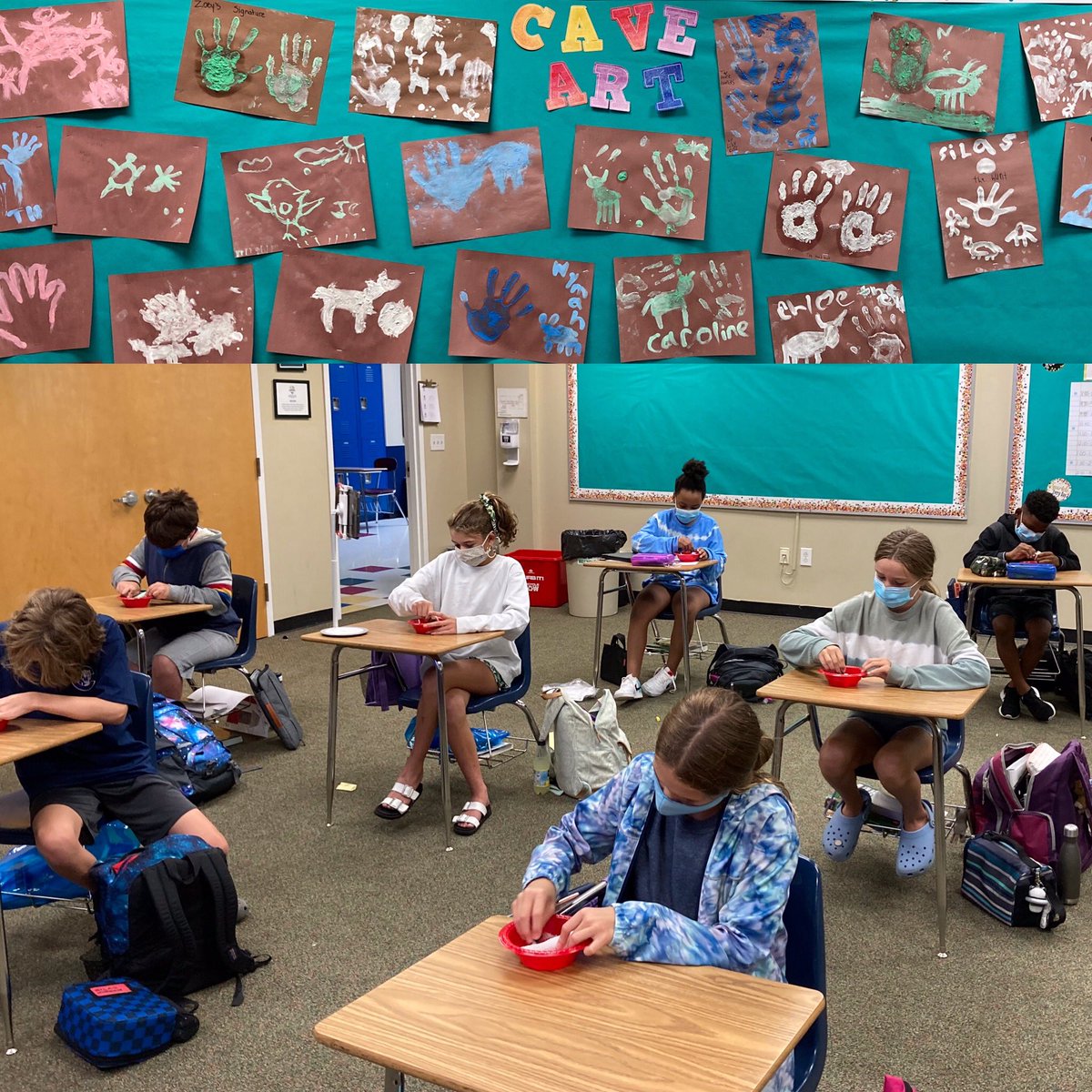 CltPrepMSHead's tweet photo. Cave painting for @CharlottePrep grade 6 Social Studies! https://t.co/qzz7HZHt02