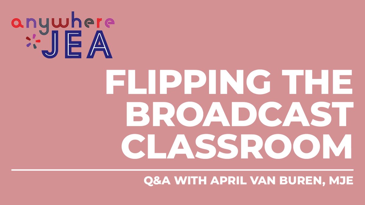 nationalJEA's tweet photo. Learn how to flip your broadcast classroom to a virtual studio in  this Q&amp;A with April van Buren, MJE. 

https://t.co/VBe4TpYYkw

#hsjournalism #anywhereJEA https://t.co/2cWGfjN5rL