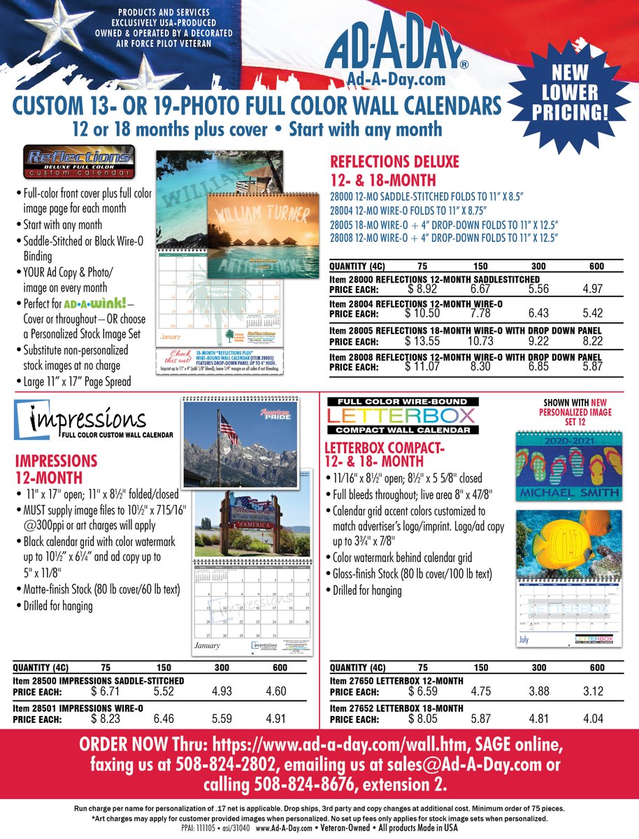 alwaysadaday's tweet image. Order your 2021 Wall Calendars today. Start with any month. Great lower pricing on Reflections, Impressions and Letterbox. Call your local distributor today.