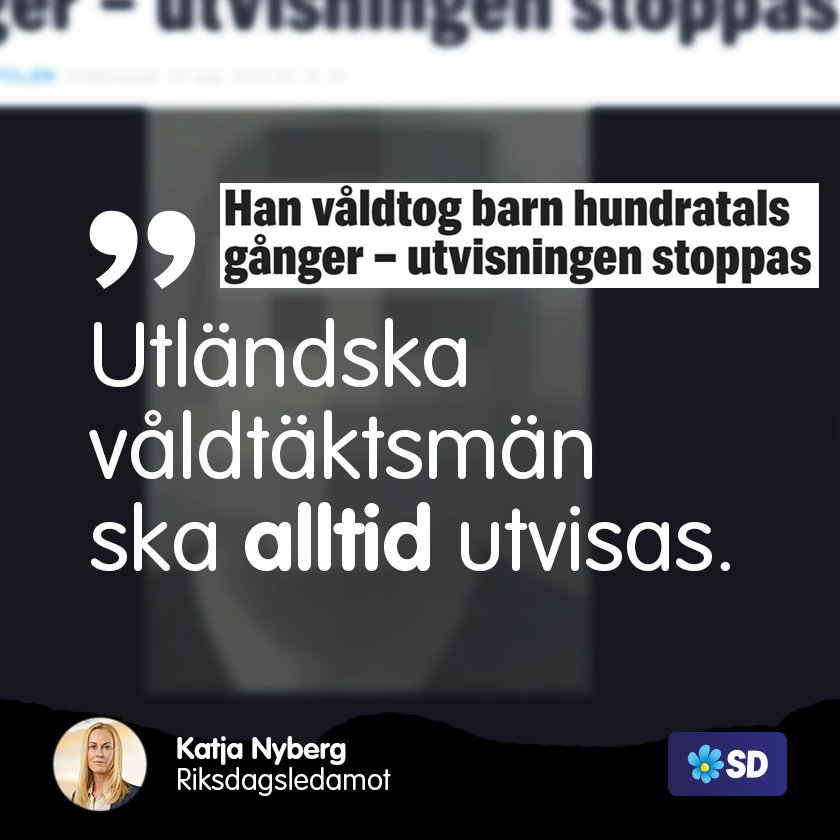 En röst på Sverigedemokraterna är en röst för att skicka hem kriminella utlänningar.