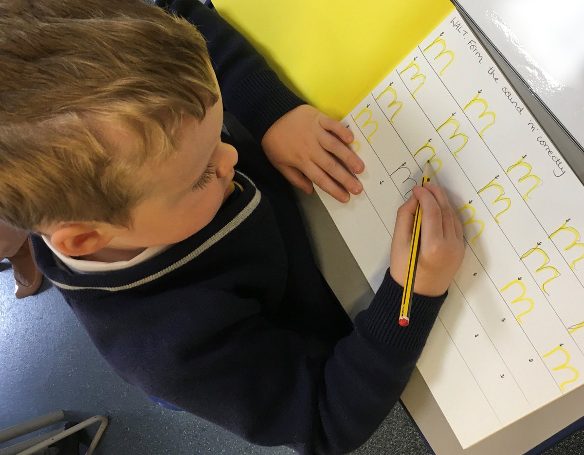 ColPrepHigh's tweet photo. We are so proud of our Reception children's handwriting just one week into the term.  Benefiting from the  foundations established through our Nursery phonics programme, our pupils are already writing with confidence. #oneyearahead #firststepsinlearning https://t.co/v4ODq0kI2a