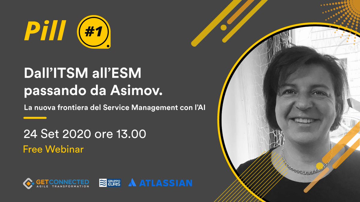 📣Vi presentiamo #Atlassian Clinic, il nostro nuovo ciclo di #webinar <a href="/Atlassian/">Atlassian</a>, una pillola dei nostri esperti un giovedì ogni mese!
Guarda il PROGRAMMA -> bit.ly/2R3EefC

📅1° appuntamento il 24/09 con💊Dall'#ITSM all'#ESM passando da Asimov💊->bit.ly/2ZSo51J