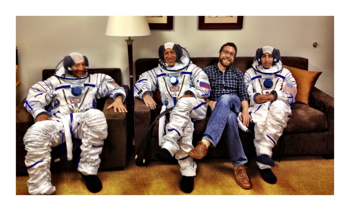 Astro_Mike's tweet photo. 8 years ago, one of my favorite pictures of all time, getting ready to film and episode of @bigbangtheory, with writer #DaveGoetsch, and actors @simonhelberg and #PashaLychnikoff. Simon looks worried, perhaps about going to space? or maybe working with me? Miss you guys! https://t.co/omDEYsaQoX