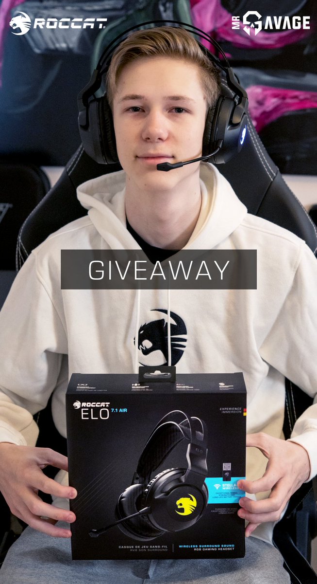 MrSavage's tweet image. AD: Be one of the first to own a new ROCCAT Elo 7.1 AIR.

Superhuman Hearing®
Dynamic Fit
Rechargeable 24-Hour Battery Life

To be in with a chance of winning one out of three, make sure you:
Follow @MrSavage and @Roccat 
Like and RT this post
Tag 2 friends in the replies