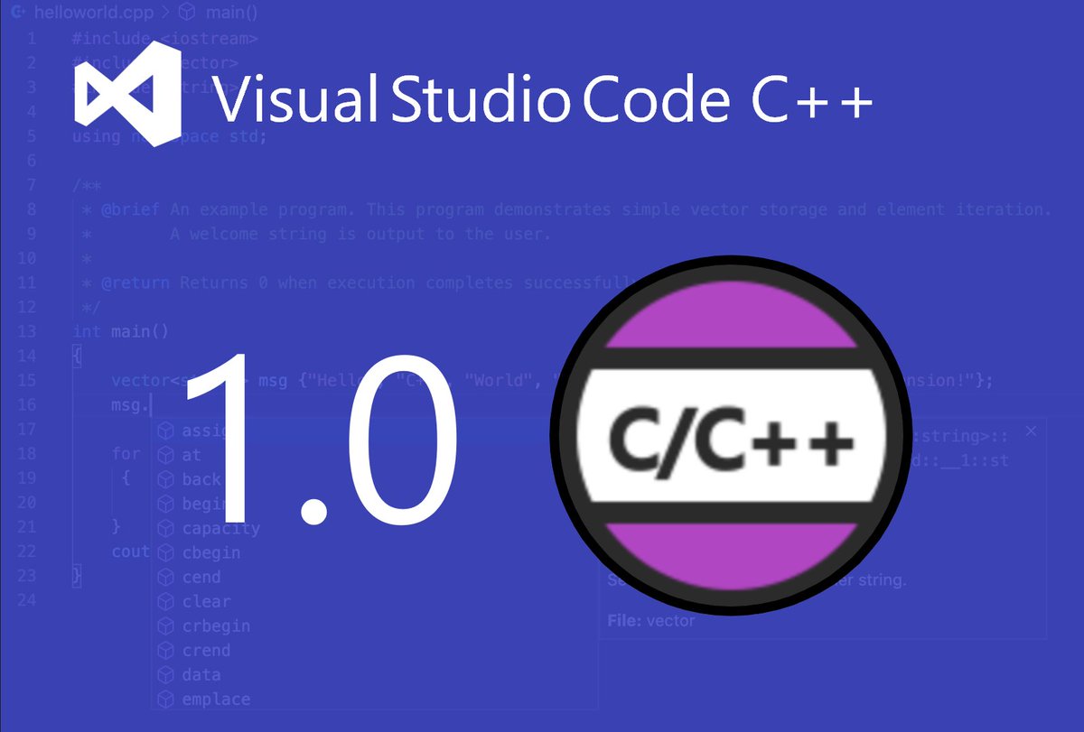 juliareid22's tweet image. We're proud to announce that C++ in Visual Studio Code has reached version 1.0! If you haven't tried C++ in VS Code in awhile, now's the time! 1.0 delivers top customer asks in high quality, and we won't stop there! #GenerallyAvailable #outofpreview
aka.ms/cpp-extension-…
