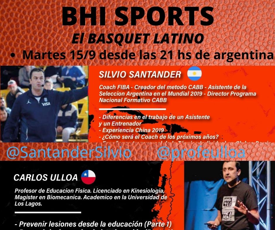 BHI SPORTS  - EL BASQUET LATINO PRESENTARÁ MAÑANA 15/9 A <a href="/SantanderSilvio/">Silvio Santander</a> Y <a href="/profeulloa/">ProfeUlloa</a> DESDE LAS 21 HS DE ARGENTINA.
👇👇👇👇👇👇👇👇
• 19:00 hs Colombia - Perú -  México - Ecuador
• 20:00 hs Bolivia - Puerto Rico - República Dominicana.
• 21:00 hs Argentina - Chile - Uruguay