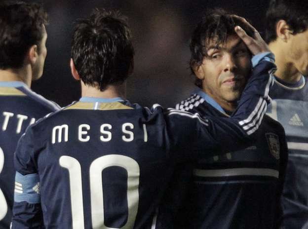 It seems that Messi’s record in penalty shoot-outs for Argentina needs to be clarified, too:After an incredible assist to tie the result vs the incoming winners Uruguay, Messi scored the first one in Copa America 2011 Quarter finals. Tevez missed and they went out.