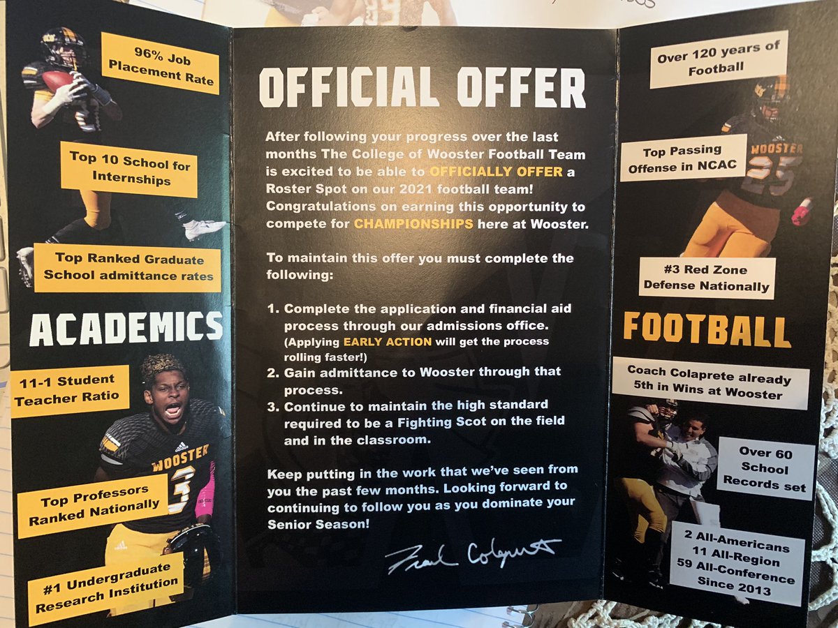 iamdb53's tweet photo. Blessed and thankful to receive my first offer and roster spot to continue my academic and athletic career at the college of Wooster!!!! Go fighting Scots!! ⚫️🟡 @Coach_Colaprete @CoachZachDennis @steadycoaching @bigrob74711 https://t.co/TL3LqGC2em