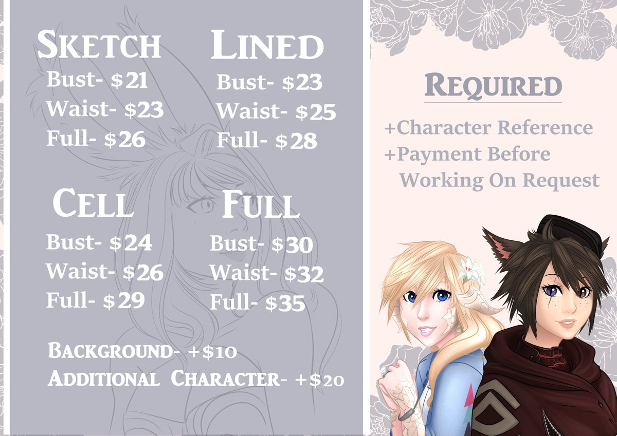 JennyFloofer's tweet photo. *Retweets Appreciated*
✨ Commissions Open! ✨
6 Slots Available
PayPal for
payment only
DM me here or my other account
( @SmurfsX3 ) for more details! ❤
#commissionsopen #commissions #commissionform
#FFXIV https://t.co/jmYLPSVDi7