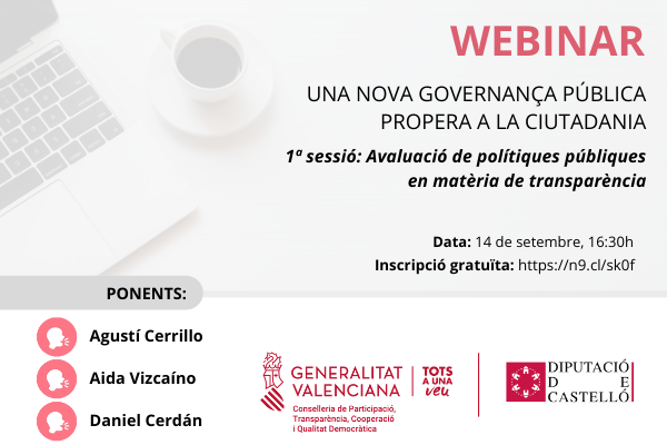 GVAGovernObert's tweet photo. 🔍 El DG de Transparència @AGomisF inaugura el cicle de webinars 'Una nova governança pública propera a la ciutadania', de la @generalitat i la @dipcas. Assisteix també el SA de Participació i #Transparència @antonillorente. Hui parlem sobre l'avaluació de polítiques públiques https://t.co/7rtvmL88q7