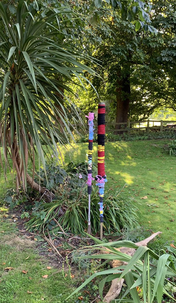lumpybird's tweet photo. Staff and broom binding experiments these 2 spending next couple of weeks in the garden to see how they fair up against the elements #art #research #researchaspractice #thinkingthroughmaking #totem https://t.co/pyZAA8qOiR