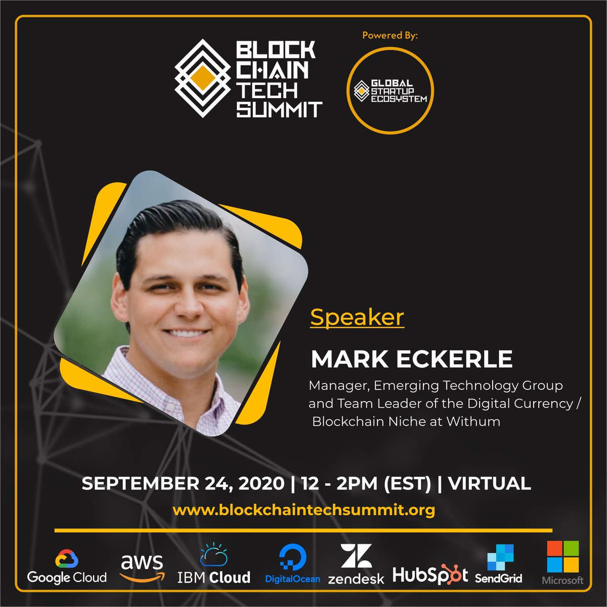 MarkEckerle's tweet photo. I'm speaking at the Blockchain Tech Summit- a virtual program on September 24th with 1000+ delegates. Join and RSVP for free here:
https://t.co/ZQGAlqbiSs
#blockchaintechsummit
#digitalsummit
#digitalcurrency
#BTC https://t.co/1gSIdfWsHO