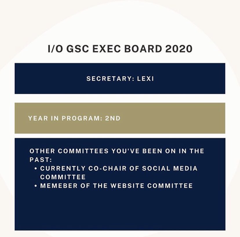 Thanks to all who attended the IOGSC meeting last week. Here is our 2020 exec board 🎉 We know this is going to be a great year with you all in charge!

Remember to sign up for a committee if you haven’t already 😊