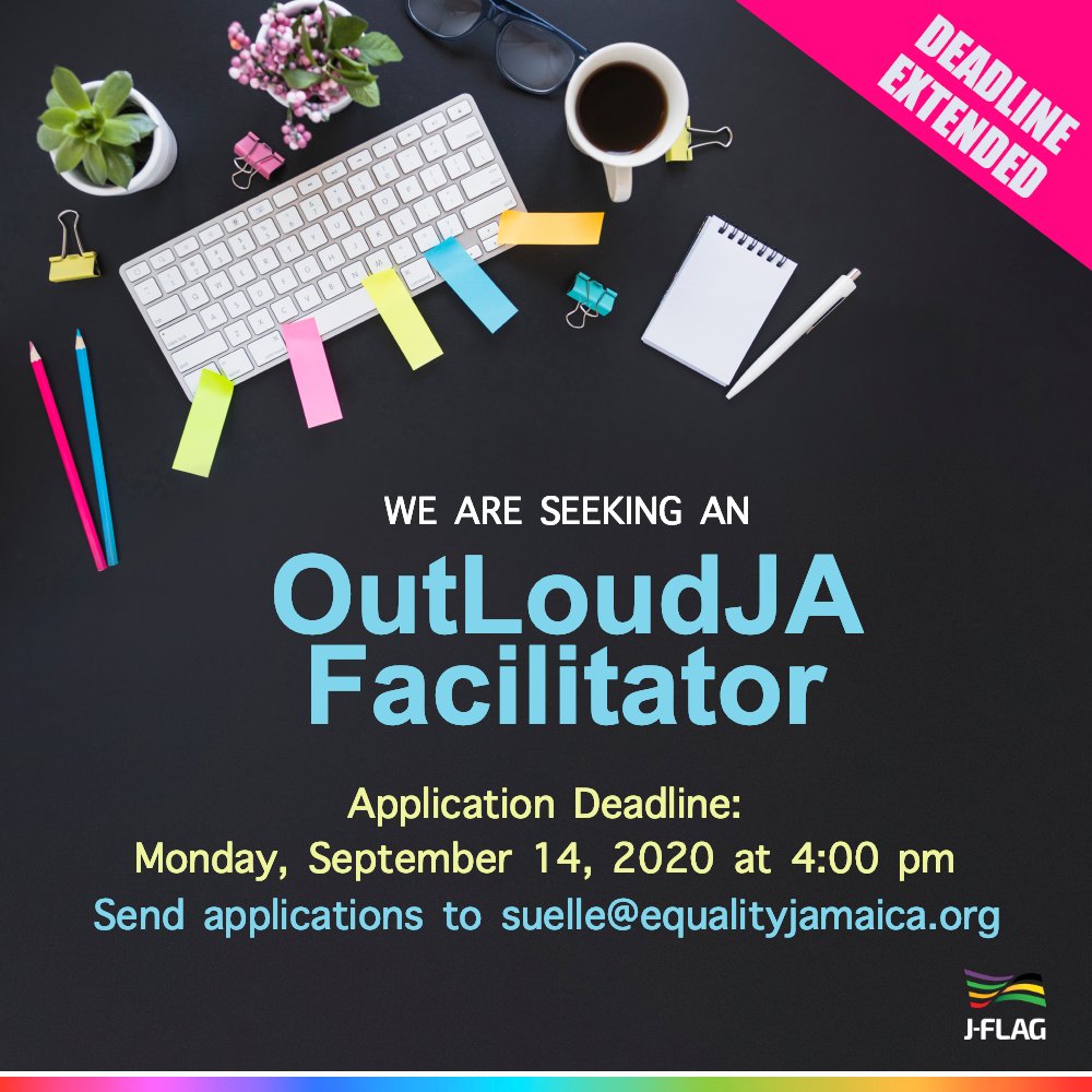EqualityJa's tweet photo. 🚨Last day to apply!
You have until today at 4:00 pm to apply for our #OutLoudJA Facilitator Consultancy. Interested? Send an application to suelle@equalityjamaica.org.
Read TOR for details: https://t.co/q7ES4bvQy7 https://t.co/2eIgR7tPgF