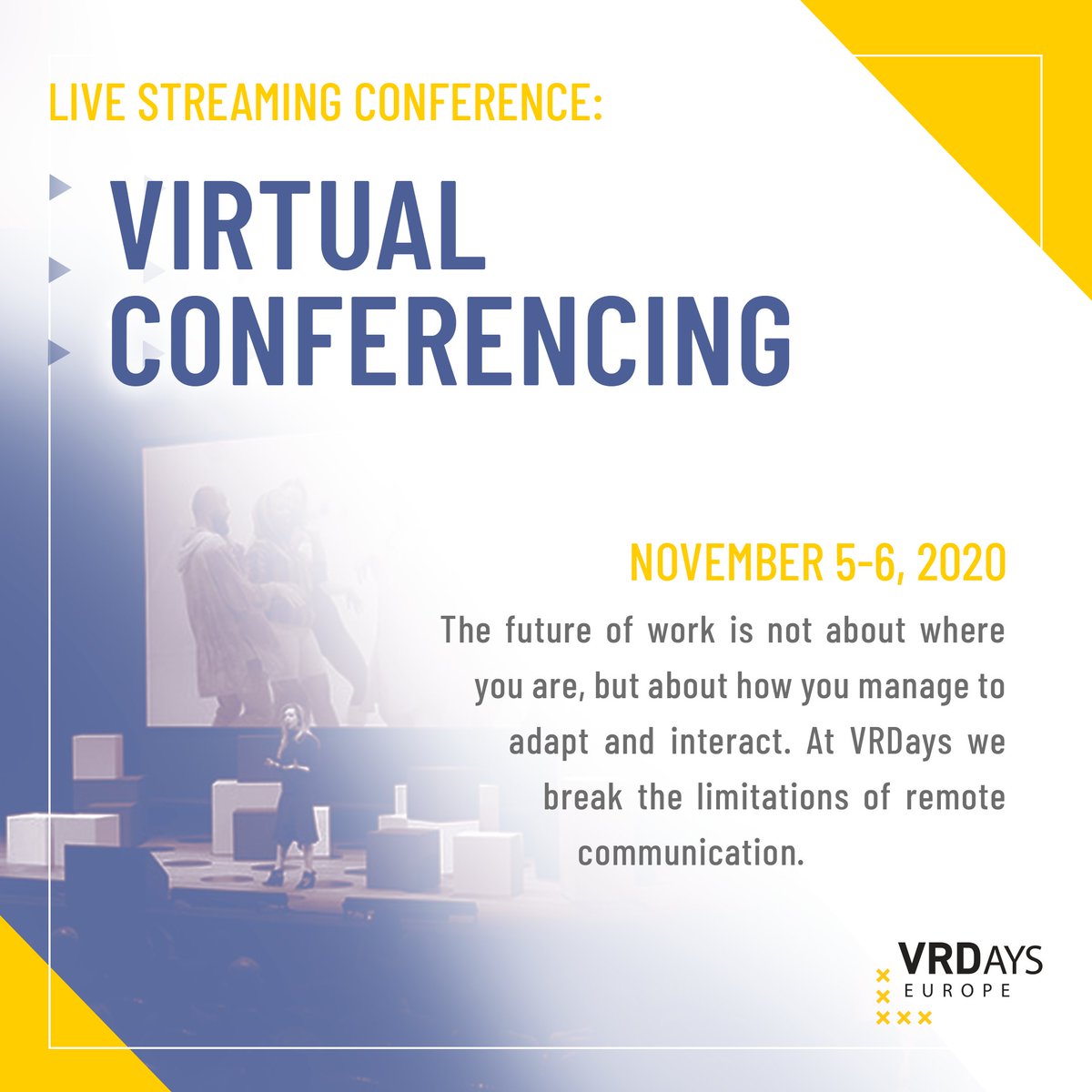 VRDays's tweet photo. Read more about Virtual Conferencing at #VRDays Europe 2020. ⚡️
https://t.co/51MX9nAOEi
And grab your early bird pass for only €99 🎫
https://t.co/KXvwH9XILH
#XR #VR #conferences #scienceVRDays co-organised with @lavalvirtual https://t.co/hvQhD0in9V