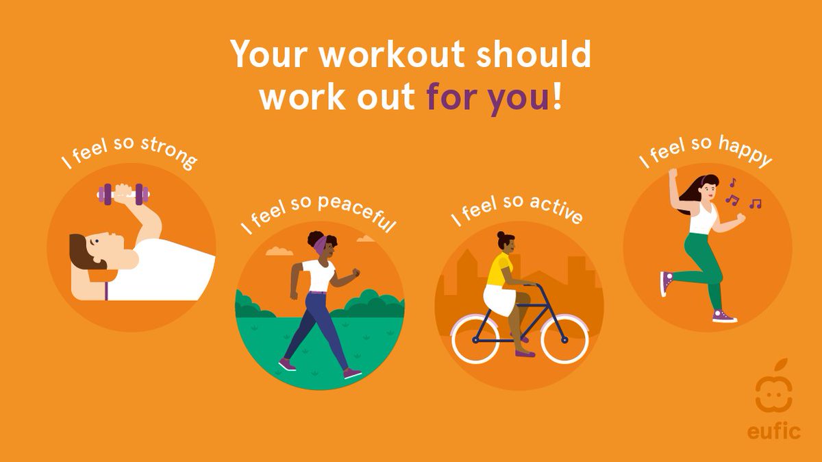 EUFIC's tweet photo. Exercising because you feel like you have to and not because you enjoy it can be a dealbreaker. 👎 If your workout routine does not improve your mood or well-being, it’s time to find a better alternative that makes you excited to #exercise regularly! 🔥🕺🎾🏑🤼‍♀️ #BeActive https://t.co/o1EbAkxMn4