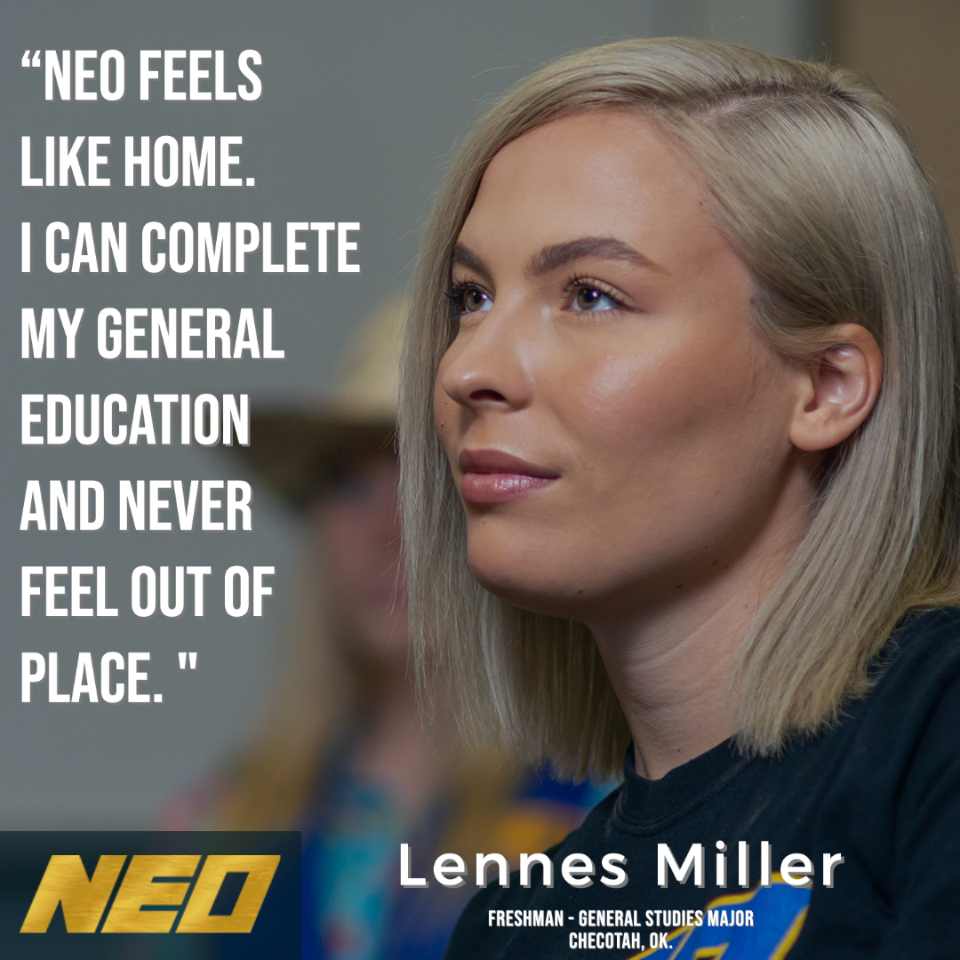 gogoneo's tweet photo. Lennes Miller can have a college experience close to home while she completes her general education at NEO. Whether you are just getting started or coming back, join us today at https://t.co/42HG2r3xUw

#majormonday #gogoneo https://t.co/bDa8jH2TiB