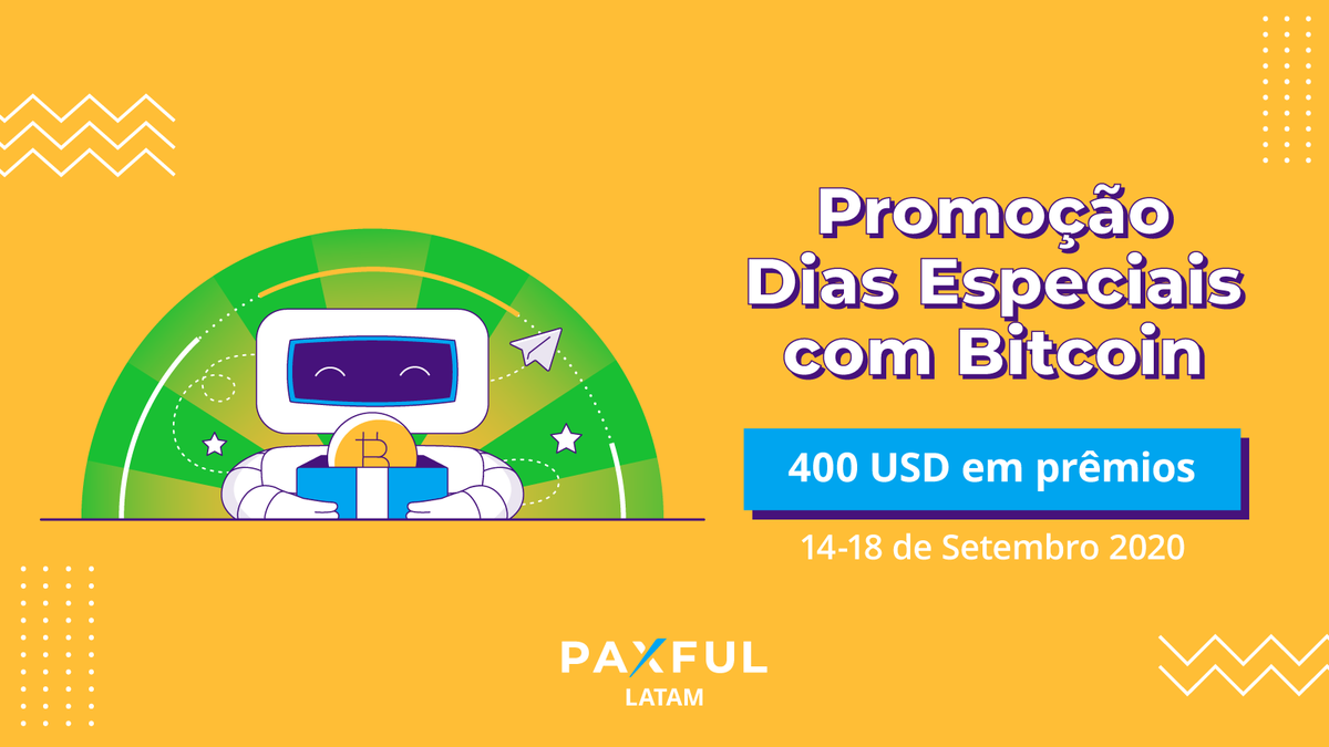 paxful_LATAM's tweet photo. 🎁 PROMOÇÃO Dias Especiais com Bitcoin

💰  Ao todo serão $400 USD em prêmios distribuídos entre 20 sortudos de 14-18 de Setembro.

🤔 Para saber como participar acesse a  mensagem fixada da Comunidade de Telegram da Paxful LATAM: https://t.co/Paqado2utm https://t.co/oWGCWvmPiF