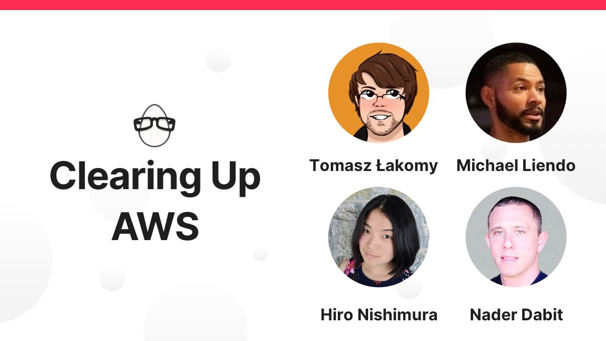 eggheadio's tweet photo. Having trouble making sense of the AWS Docs?

We've brought you a panel of developers to help "clear things up"

Join @dabit3 @hirokonishimura @tlakomy @mtliendo 

on 9/21/20 at 9AM PDT

Hosted by @ceeoreo_ &amp; @willjohnsonio 

RSVP:
https://t.co/Vn1RGEb8XO https://t.co/Fa8aKsZMY7