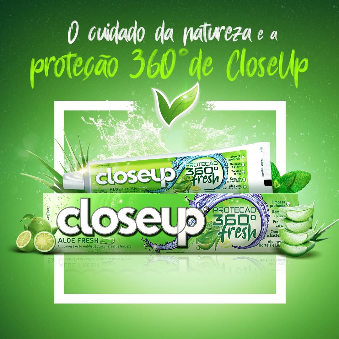 Refrescância natural para a sua boca 🌿 Saiba porque usar o novo gel Closeup Proteção 360º Aloe Fresh:
•Limpeza profunda
• Remove a placa
•Previne cáries
•Combate às bactérias
•Hortelã e limão