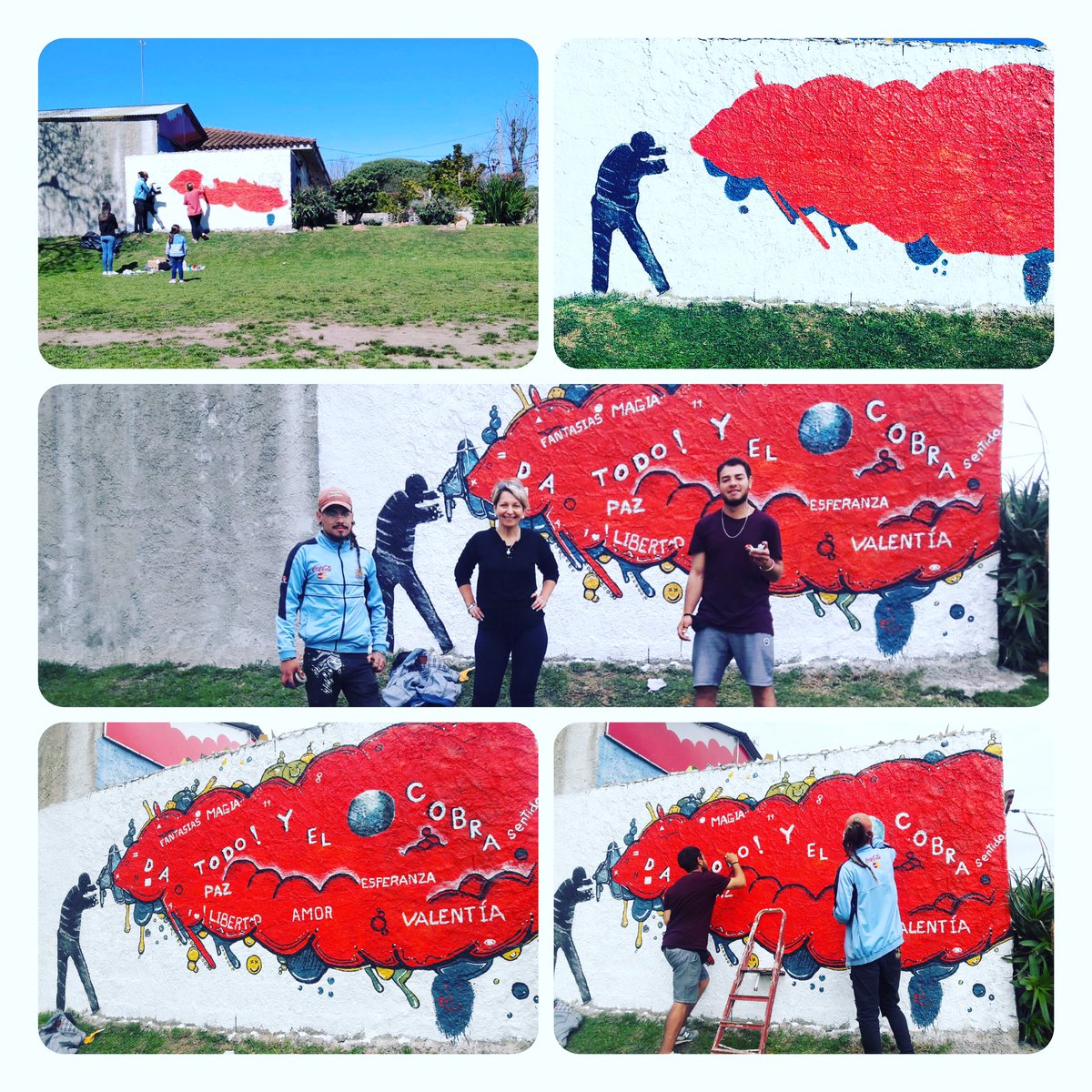 Vecinos y vecinas hicieron este precioso mural en el barrio en el marco del lanzamiento del #diainternacionaldelvoluntariado 
@enunabuena <a href="/mesavolunt/">Mesa Voluntariado</a> <a href="/ImpulsoCreativo/">Impulso Creativo</a> <a href="/FiisUruguay/">fiiS Uruguay</a> <a href="/SistemaBUruguay/">Sistema B Uruguay</a> @nuevaacropolisuy @msu_oficial <a href="/Involucrate_uy/">Involucrate.uy</a> <a href="/AgenciaNeto/">Neto Comunicación</a> <a href="/CruzRojaUy/">CruzRojaUy</a>