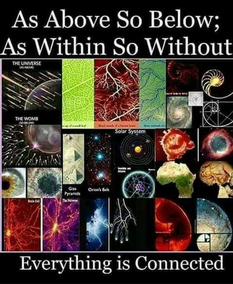 ‘On earth, as it is in Heaven.’‘As above, so below.’ Both mean the same thing. Everything in creation is an extension (energy) of our Creator. Made in our Creator’s image.