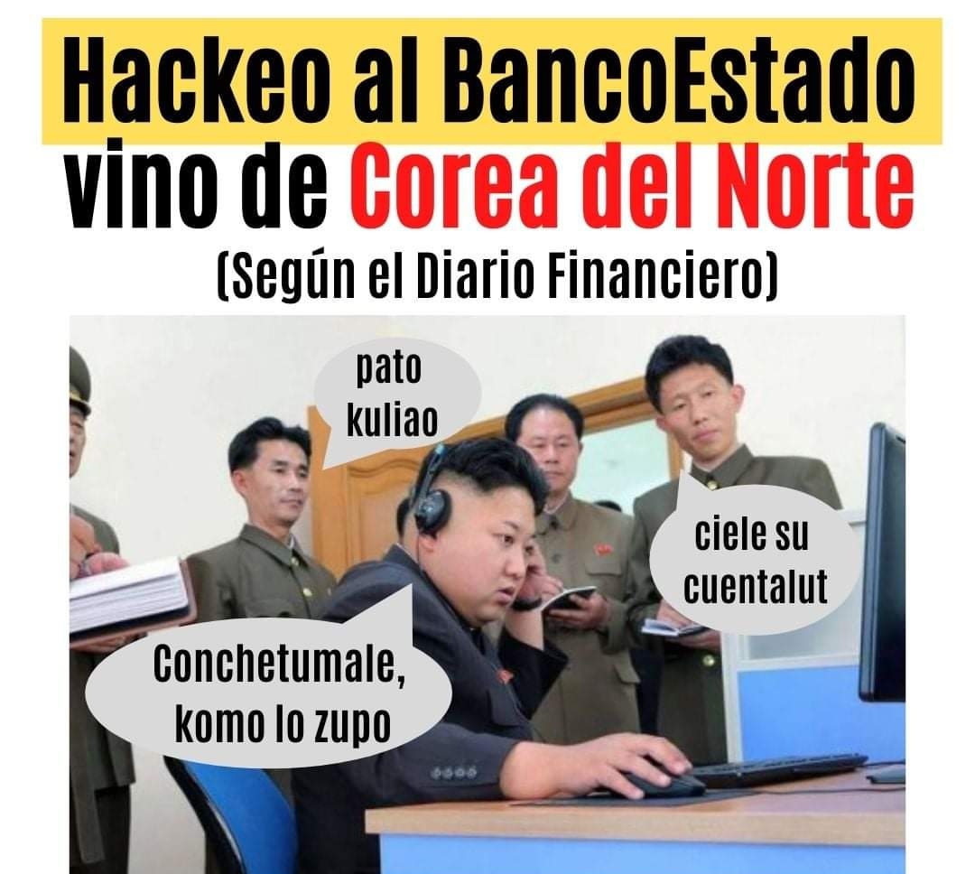pchile_web's tweet photo. ⚪Los libertarios del rechazo "Banco estado fue hackeado por los Koreanos", haremos un live para informar de esto, mentanse denle like y compartar esta porkeria...

🔴Los Koreanos:"지체 빨아"

😂😂😂😂 https://t.co/DgwKXfzFkB