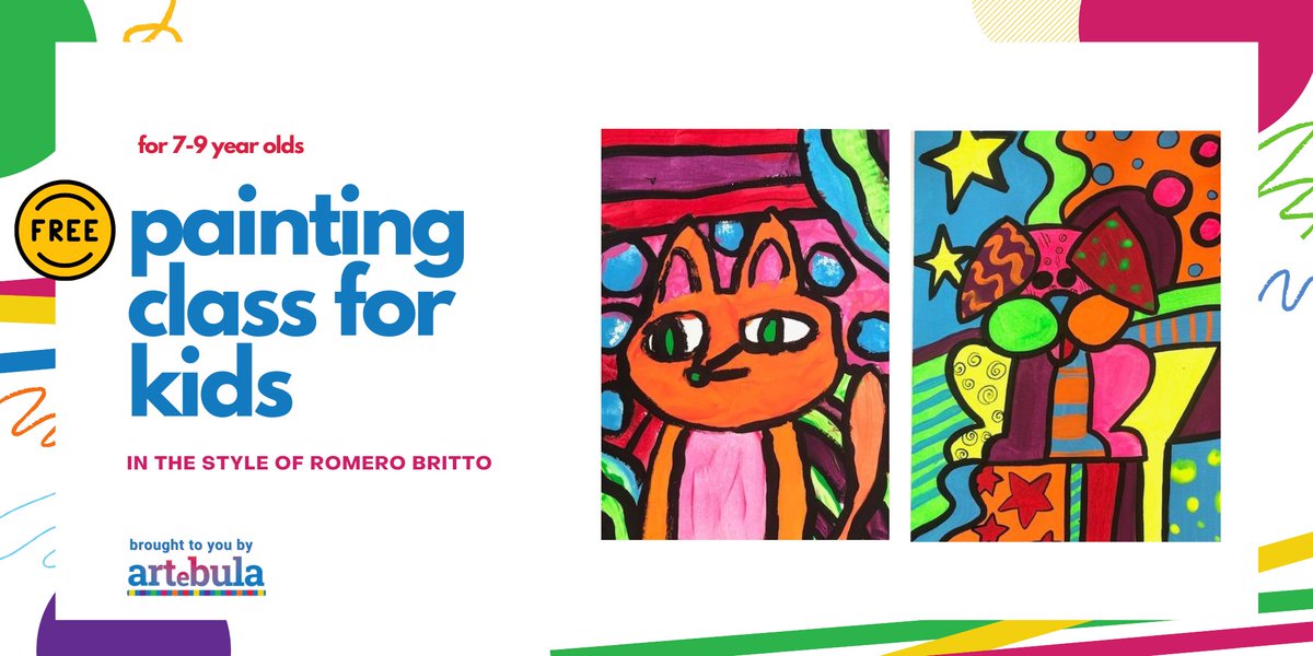 Artebula_App's tweet photo. As shared by @romerobrittoart himself - this free class for children aged 7-9 is this coming Saturday - and it's online!! Sign up at https://t.co/tpa0Wfqaqd https://t.co/luJWvkr0F5