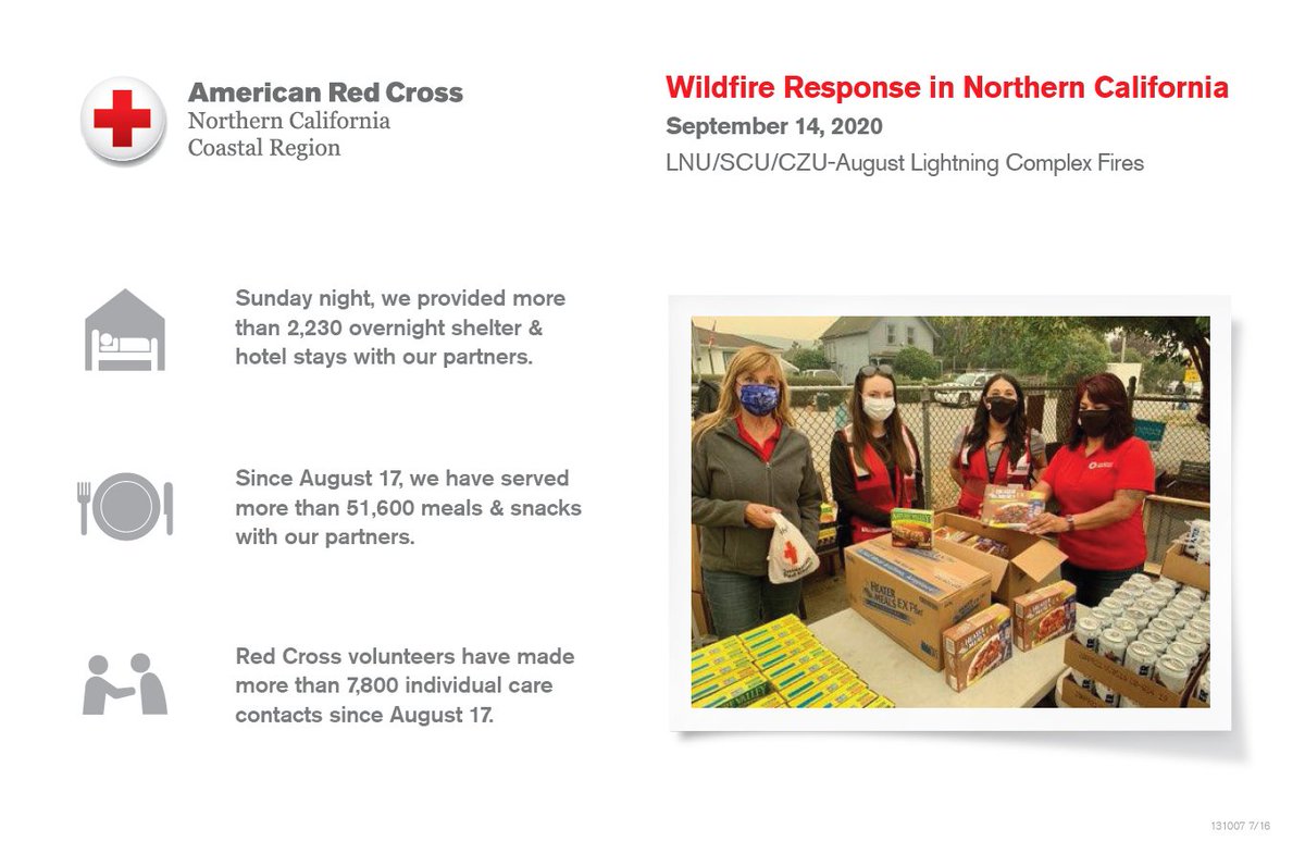 RedCrossNorCal's tweet image. Our work continues as long as we're needed! If you've been impacted by the #lightningcomplexfires and need assistance, please call 800-REDCROSS or visit redcross.org/gethelp.