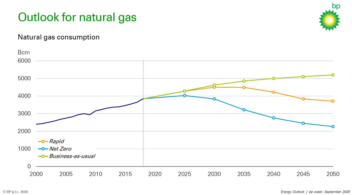 Overnight BP's influential energy outlook came out Gas outlook does not pay a transitional role under a net-zero by 2050 approach to climate change and only goes up if you ignore taking climate action. HT  @ntsafos  https://www.bp.com/en/global/corporate/energy-economics/energy-outlook.html