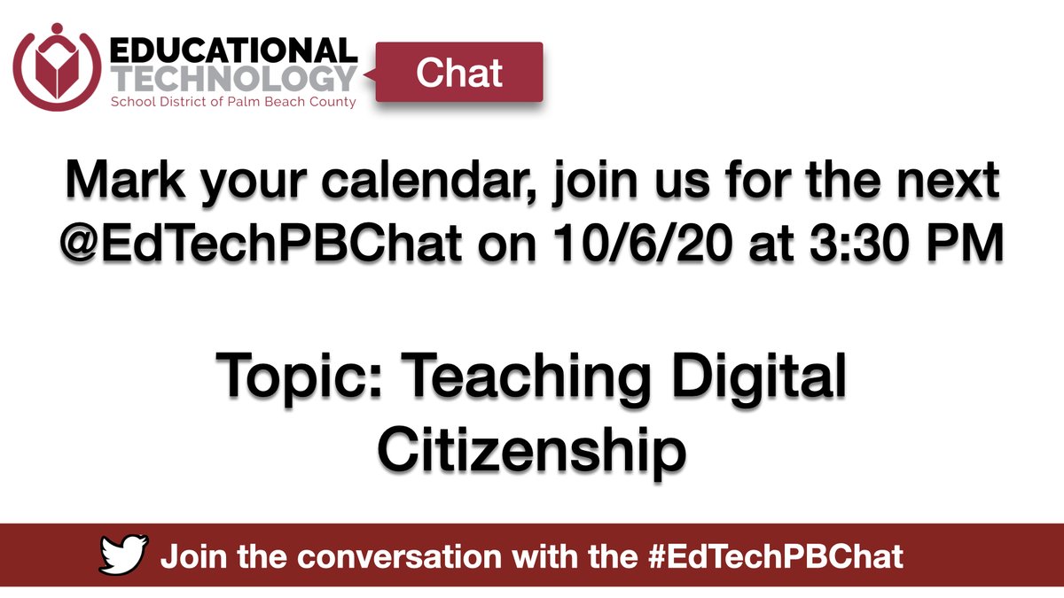 PBC Trailblazers (@pbctrailblazers) on Twitter photo Please join our next Twitter Chat on October 6, 2020, at 3:30 PM. We will be hosting a chat on Teaching Digital Citizenship. #EdTechPBChat <a href="/CommonSenseEd/">Common Sense Education</a> <a href="/CommonSense/">Common Sense Media</a> Please join our next Twitter Chat on October 6, 2020, at 3:30 PM. We will be hosting a chat on Teaching Digital Citizenship. #EdTechPBChat <a href="/CommonSenseEd/">Common Sense Education</a> <a href="/CommonSense/">Common Sense Media</a>