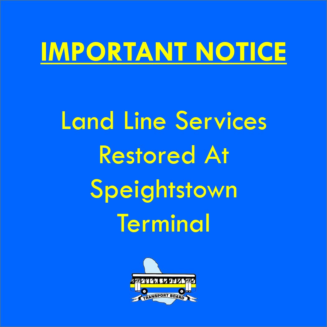 TransportBoard1's tweet photo. We are pleased to announce that our land lines at the Speightstown Terminal are once again fully operational. We apologise for any inconvenience this may has caused. https://t.co/T4XCkPStrq