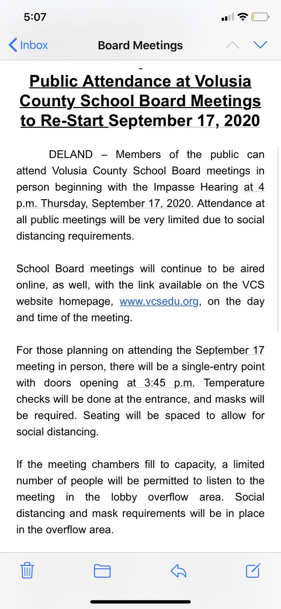 bycassidy's tweet image. Volusia School Board meetings are reopening to the public. School started two weeks ago, prompting many to wonder why the board meetings were closed because of social distancing concerns when students and staff were back in school with masks on.