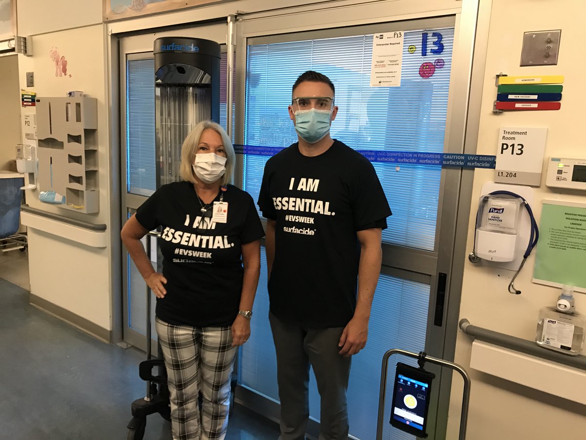 SurfacideUVC's tweet photo. True heroes! Thank you to the @umassmemorial EVS team for their hard work behind the scenes, cleaning countless hospital rooms during unprecedented times. #EVSWeek2020 #IAmEssential #surfacide https://t.co/ntQirrQj0y