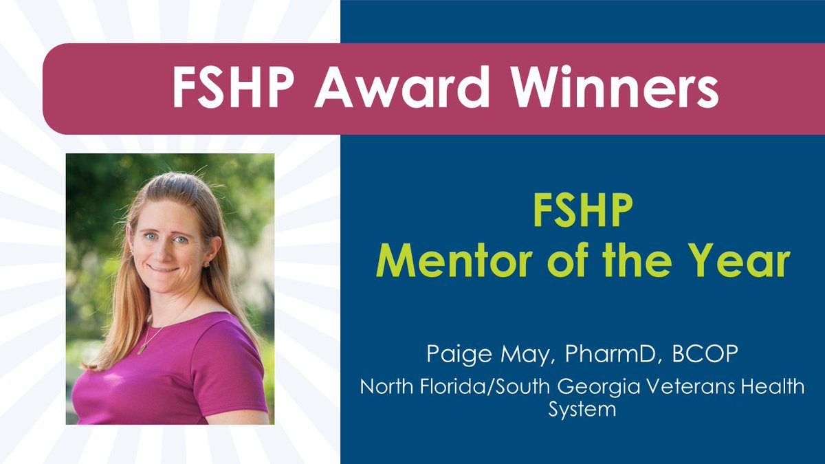 FSHPOfficial's tweet photo. Congratulations to Paige May, recipient of the #FSHP2020 Mentor of the Year award!!
#PharmacyLeaders #FloridaPharmacy #Pharmacy https://t.co/gBN2NYR9Cp