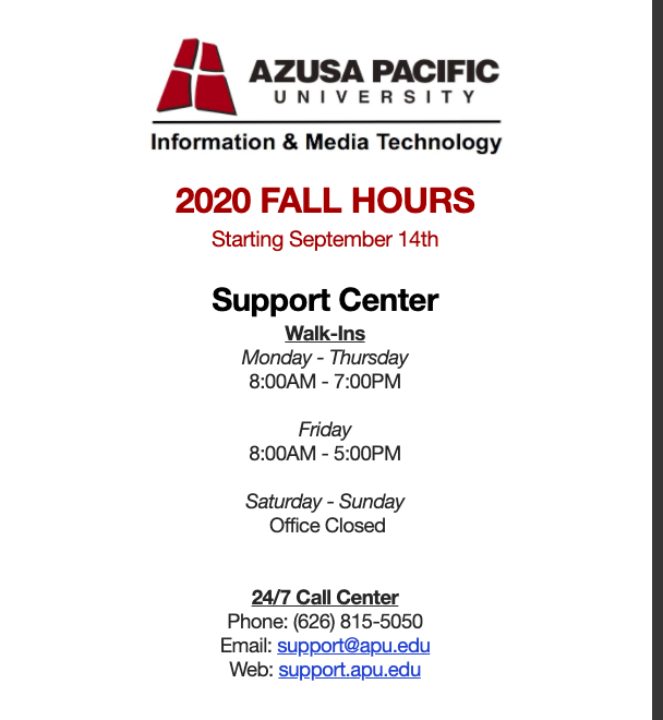 APUCompliance's tweet photo. If you are having technical issues with your laptop or wi-fi-- APU's IMT staff can help. https://t.co/p8EvAZbZLT