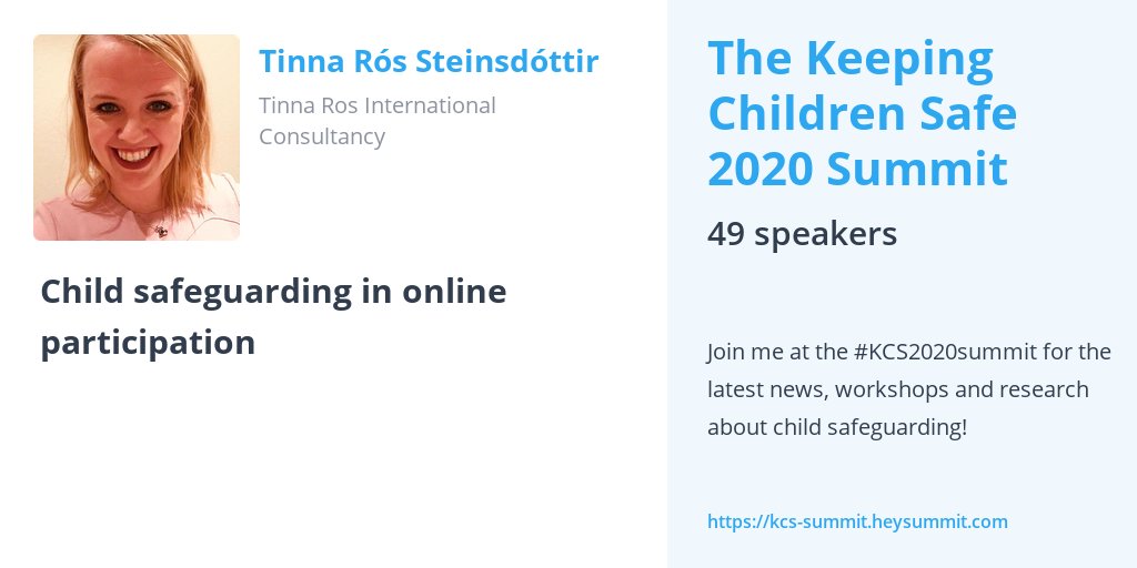 Tinnaros's tweet photo. Excited to be speaking at @keepchildsafe international summit held online on 5-9 October. Joining a fantastic team of 49 speakers from around the world. Get your ticket https://t.co/Oip8eKc9ZQ #KCS2020summit #ChildSafeguarding #OnlineParticipation #ChildRights #ChildParticipation https://t.co/wsPZglAxfn