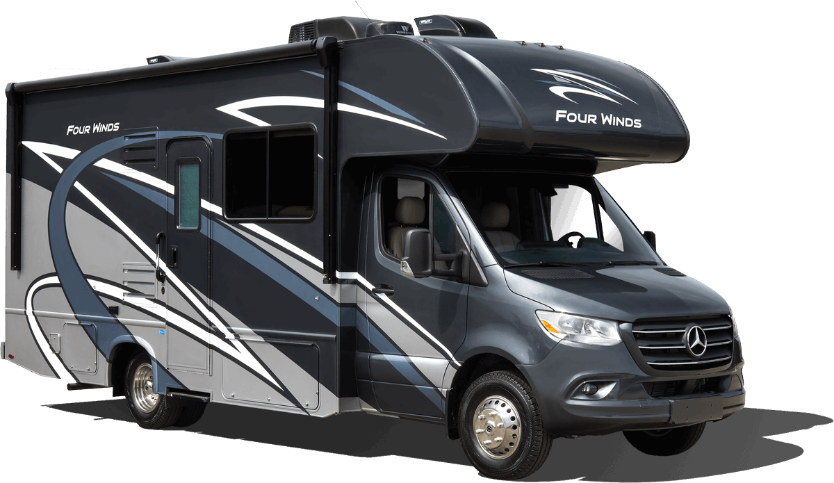 ThorMotorCoach's tweet photo. Introducing today's featured floor plan, the Four Winds Sprinter, 24BL, shown here in the Nautical Blue interior with Irish Maple high sheen cabinetry. For more details, including pricing information go to: https://t.co/rGFPQSwII3. https://t.co/n6T5vsAQTu