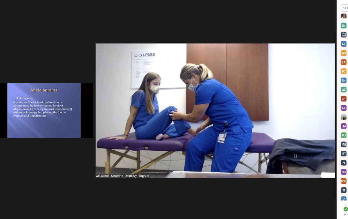 TKapetanos's tweet photo. Always learn so much from our osteopathic lecture series! In this case, about OMM for common sports injurie, from PGY2 standouts @chelseap_DO and @HRovnan Making it work for remote learning too 💙 #osteopathicrecognition matters @Number_23_ @PGhoshDO https://t.co/pefvLwjp8L