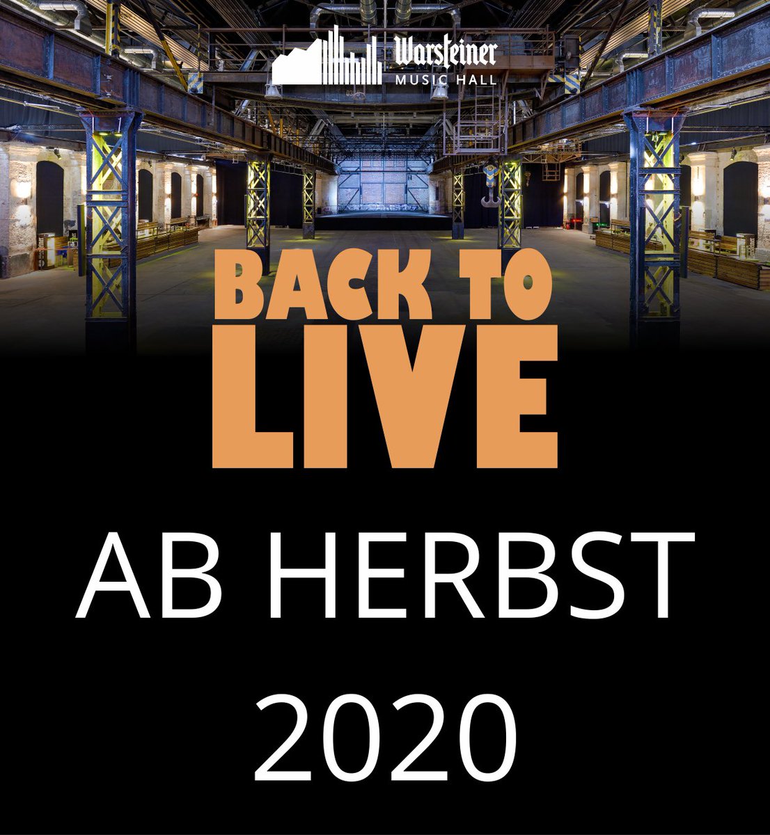WarsteinerHall's tweet photo. Unter dem Motto „BACK TO LIVE“ werden wir versuchen in diesen besonderen Zeiten Livemusik auch wieder erlebbar zu machen. 

Alle Infos zum Programm und dem Hygienekonzept gibt es unter: https://t.co/KV350xndDb

#Dortmund #backtolive #warsteinermusichall #Covid_19 https://t.co/nUyBd7VaL4