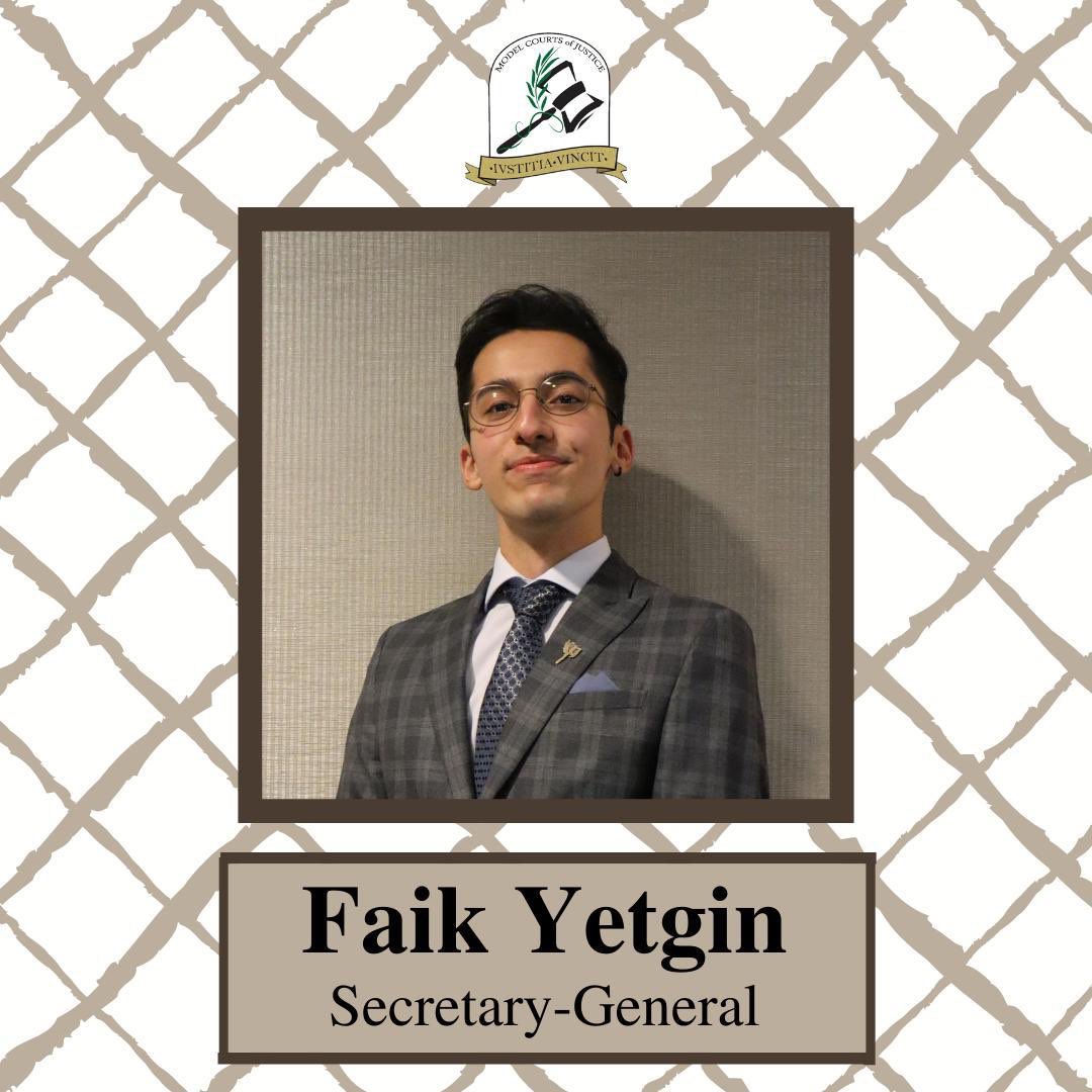 ModelCJ27's tweet photo. Greetings from the Model Courts of Justice family! It is our utmost pleasure to announce the Secretary-General of Model Courts of Justice, Mr. Faik Yetgin. He will make sure this edition of Model CJ will be impeccable and carry Model CJ onward in its 10th year. https://t.co/q0k4LgC0CB