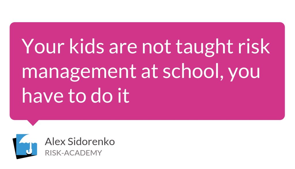alexei_sid's tweet photo. Your kids are not taught risk management at school, you have to do it RISK-ACADEMY Blog
Read more 👉 https://t.co/yKIYWhINT6
#AlexSidorenkoView #Riskacademy #Alexsidorenko #Decisionmaking #Riskmanagement #RAW2020 #Riskawarenessweek2020 #Academicdisciplines https://t.co/xRmLn5HNFc